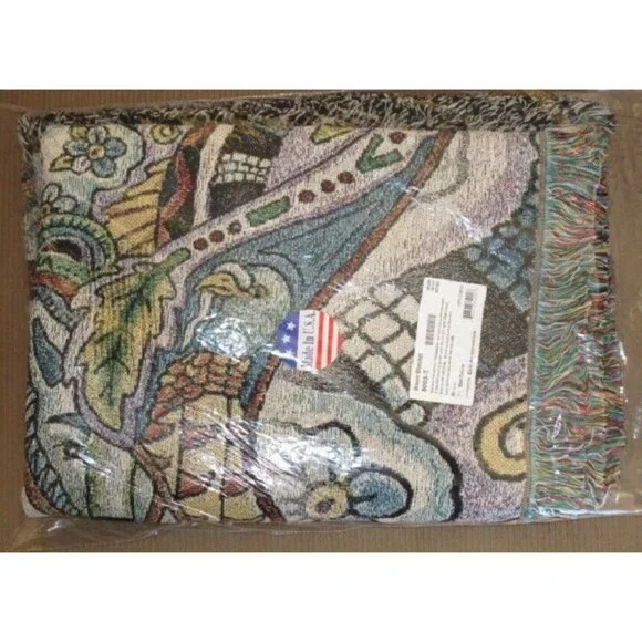 New Bison Buffalo Northwest Woven Cotton Afghan Throw Blanket Native American - Picture 2 of 2